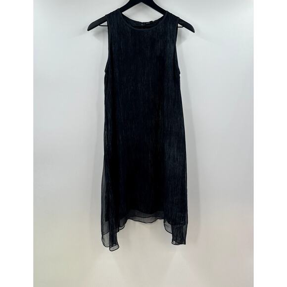 Eileen Fisher Dresses & Skirts - Eileen Fisher Scoop Neck Shark Bite Hem blue gray Silk Shift Dress Extra Small